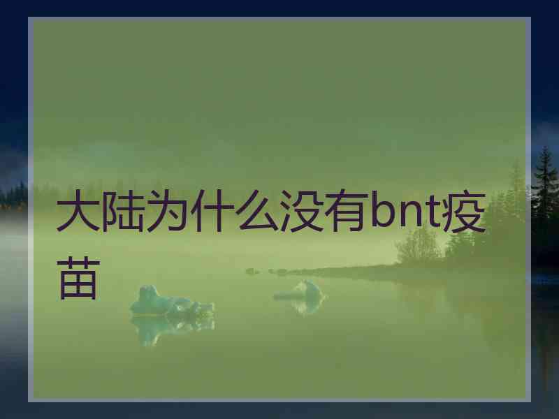 大陆为什么没有bnt疫苗