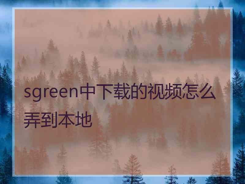 sgreen中下载的视频怎么弄到本地